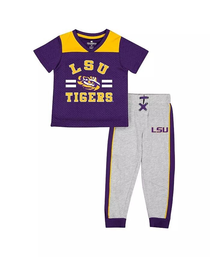 

Комплект из джерси и брюк LSU Tigers Ka-Boot-It для мальчиков фиолетового и серого цвета Хизер Colosseum, фиолетовый