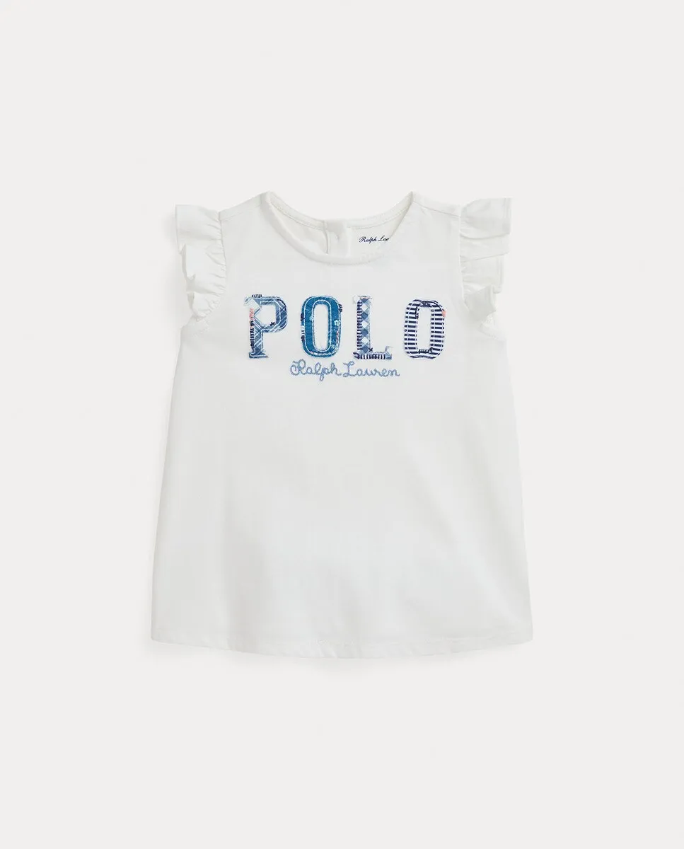 

Белая хлопковая футболка для девочки Polo Ralph Lauren