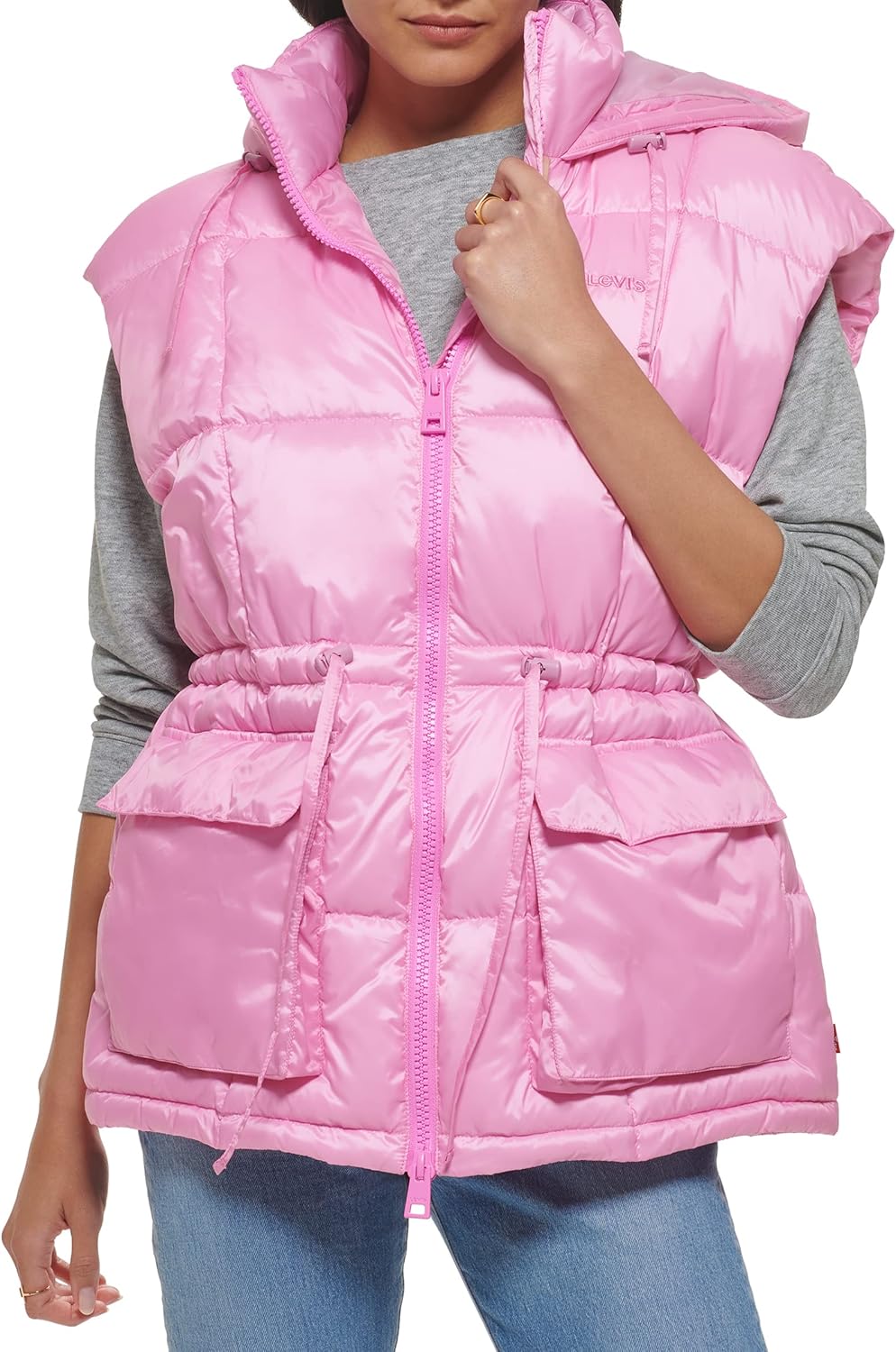 

Levi's Женская стеганая куртка Megan с капюшоном, Baby Pink Vest