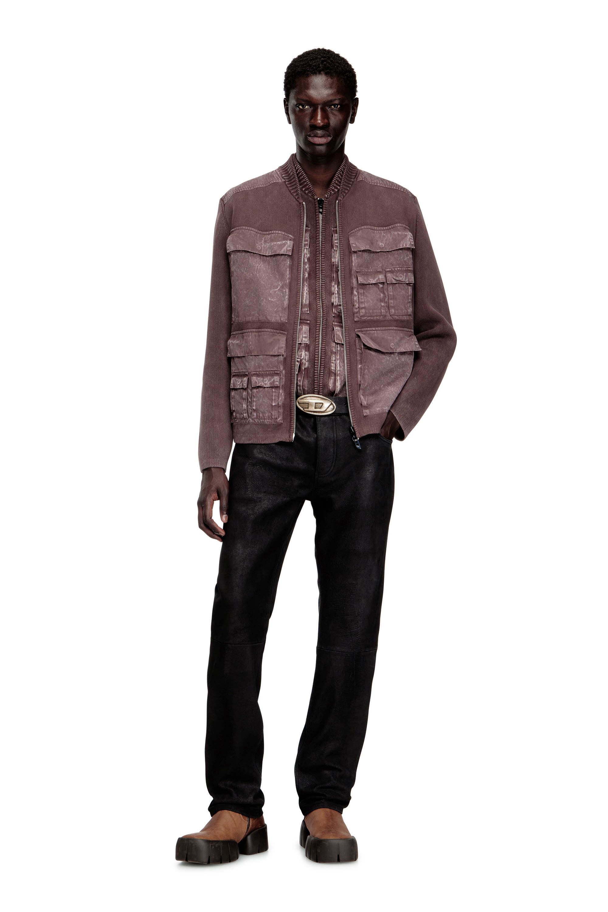 Мужская вязаная куртка на молнии K-GEROME Diesel, Other shades of brown