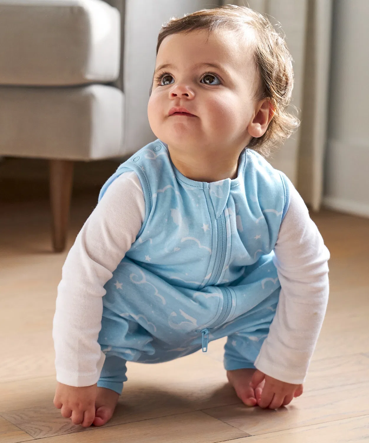 Спальный мешок с ножками Aden + Anais из хлопка 0.5 TOG, светло-серый — фото 2