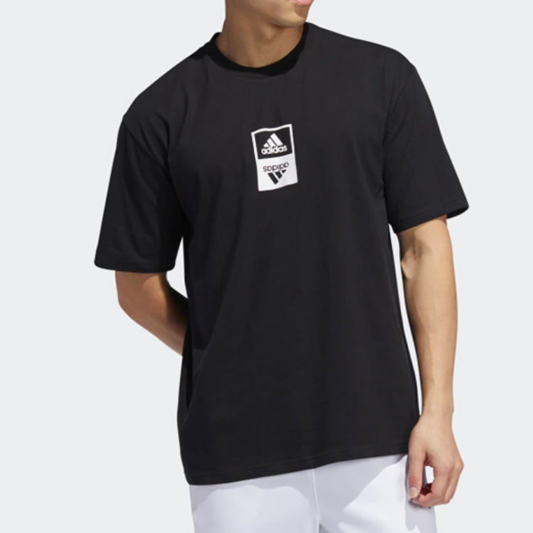Футболка adidas Logo Printing Round Neck Short Sleeve Black, черный — фото 3