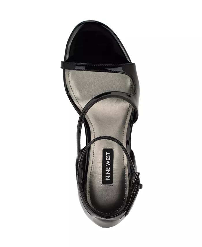 Женские асимметричные босоножки Shimmy на высоком каблуке-стилете Nine West, черный — фото 4