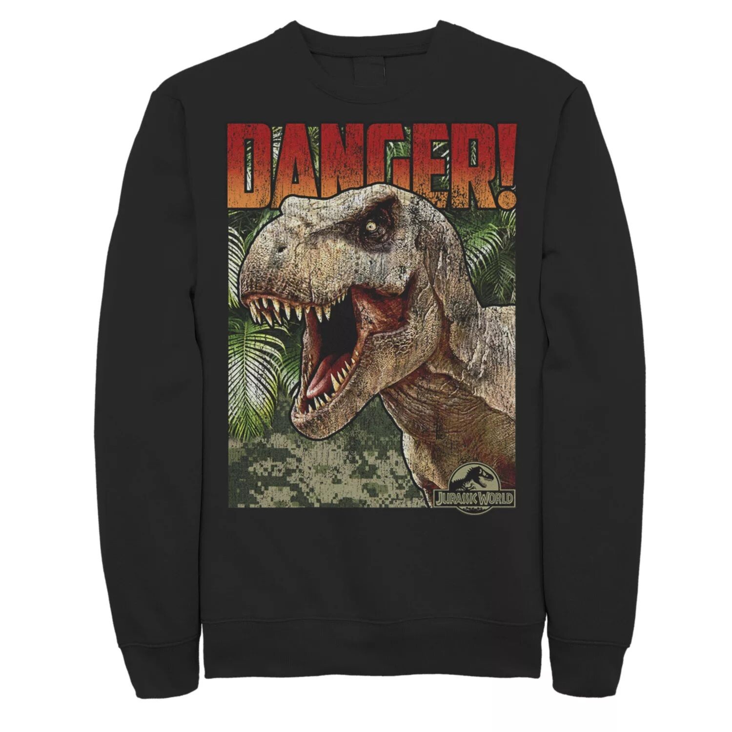 

Мужской флисовый пуловер с ретро-плакатом Jurassic World Danger T-Rex Licensed Character, черный