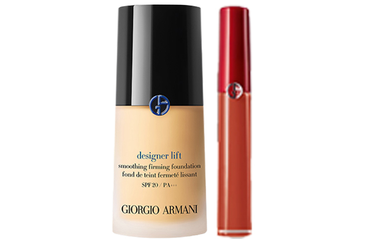 Набор косметики Blue Label для женщин GIORGIO ARMANI, Two-Piece Set: #405 красный Tube Lipstick 6.5ml+Master Liquid Foundation #1 30ml — фото 4