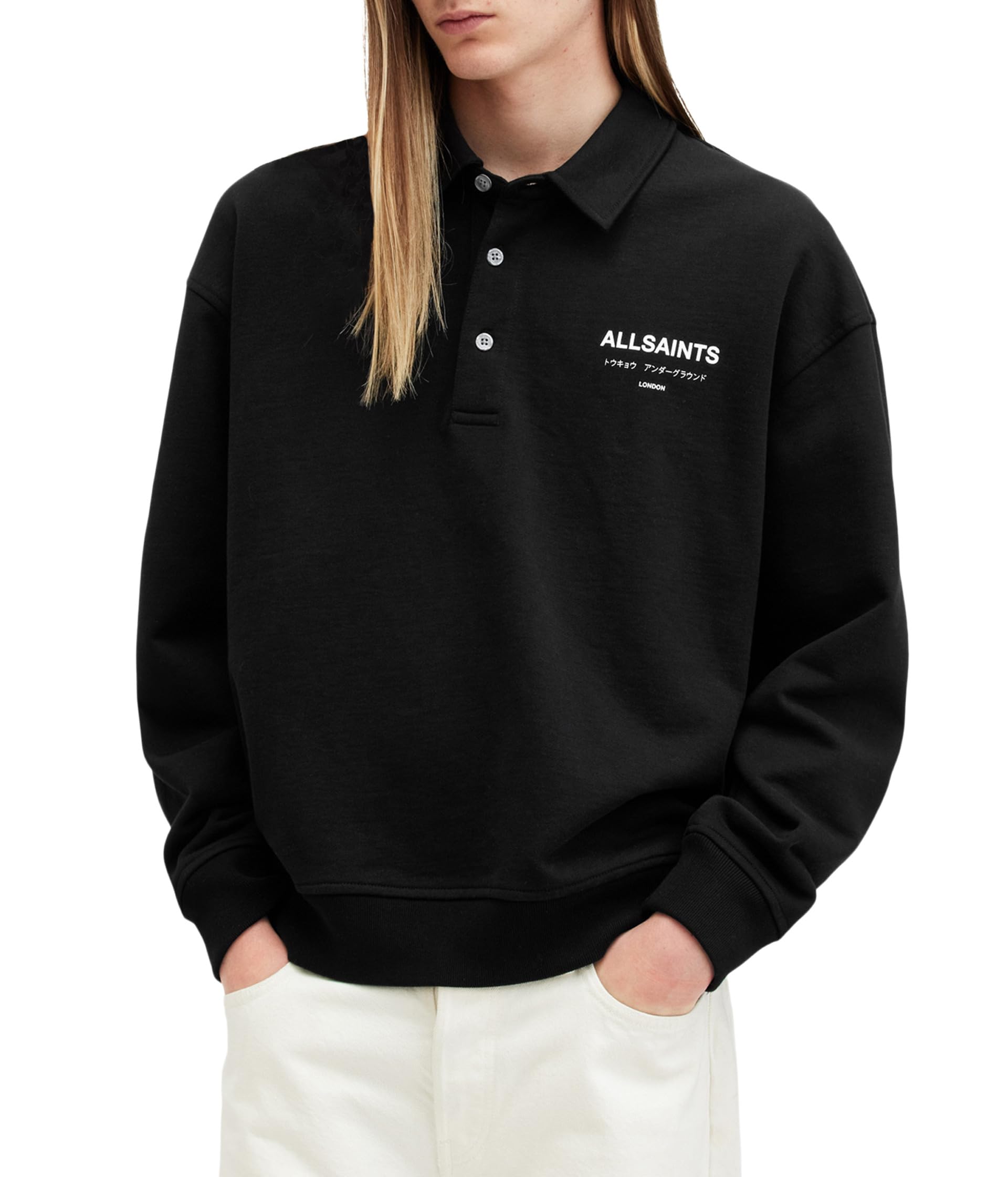 

Поло AllSaints Underground Polo, цвет Jet Black