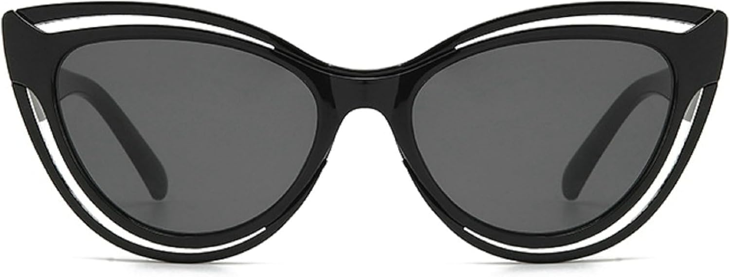 

Солнцезащитные очки «кошачий глаз» для женщин, с выразительным дизайном, полые овальные солнцезащитные очки для мужчин, модные ретро-очки для женщин, солнцезащитные очки с леопардовым принтом и оранжевым принтом mincl, Black