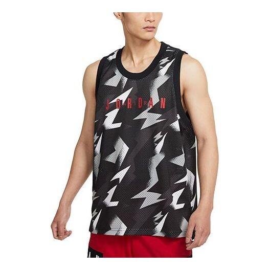 

Майка Air Jordan Contrasting Colors Pattern Alphabet Numeric Breathable Training Basketball Sports Vest Black, черный