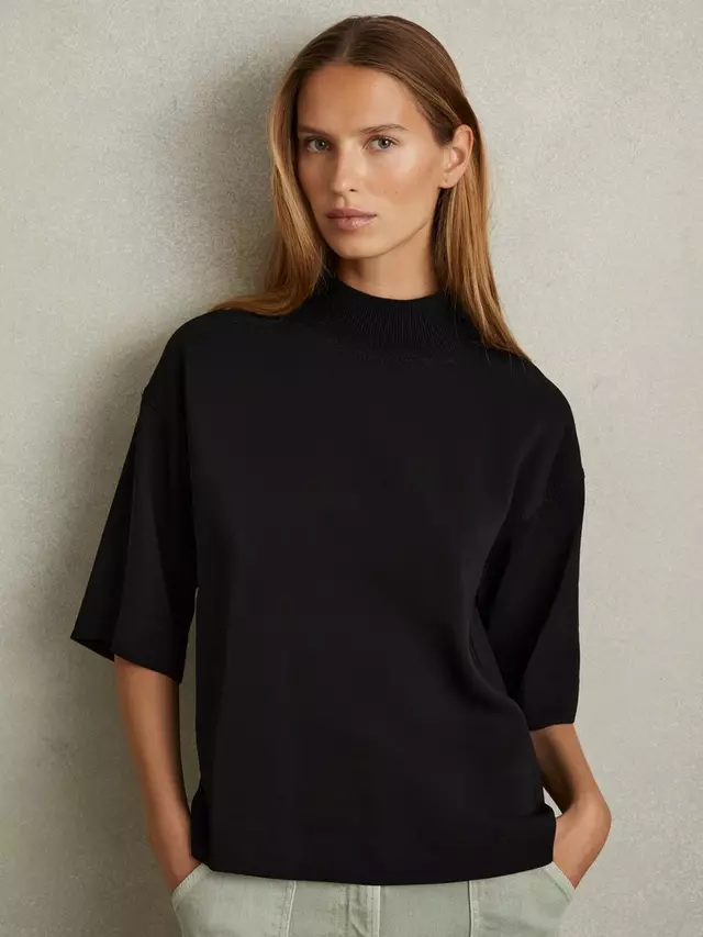 

Футболка Reiss Amaya Oversized Rib Neck, черный