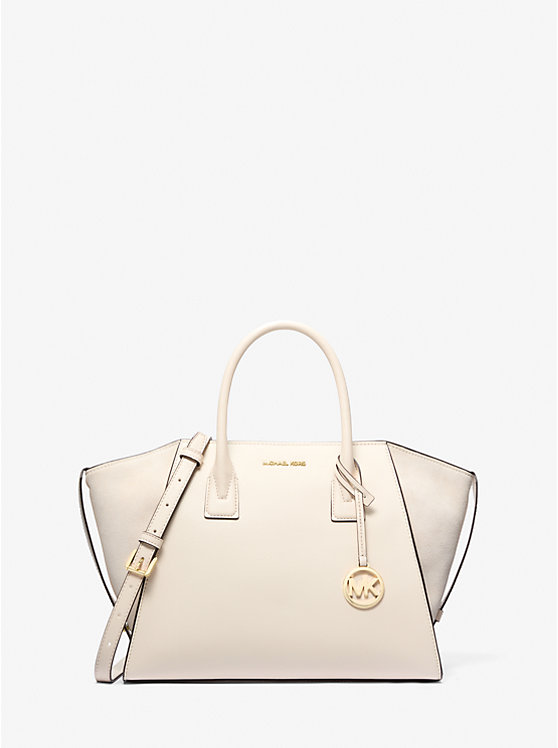 

Большая кожано-замшевая сумка Avril Michael Kors, бежевый