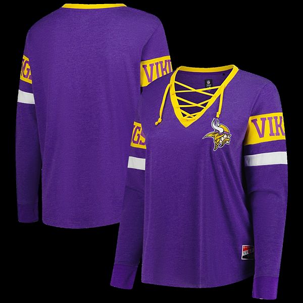 

Женская фиолетовая футболка Minnesota Vikings plus size throwback с длинными рукавами и шнуровкой New Era, Фиолетовый, Женская фиолетовая футболка Minnesota Vikings plus size throwback с длинными рукавами и шнуровкой New Era