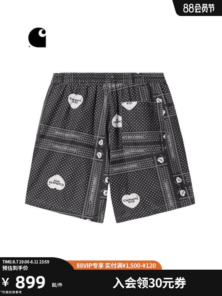 

Шорты мужские Carhartt WIP с цветочным принтом, черный