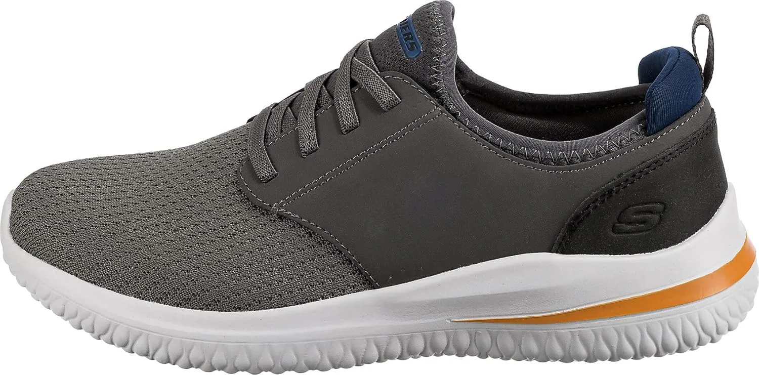 Мужские кроссовки Skechers Delson 3.0 Mooney с закругленным носком и шнурком на ремешке, серый — фото 2