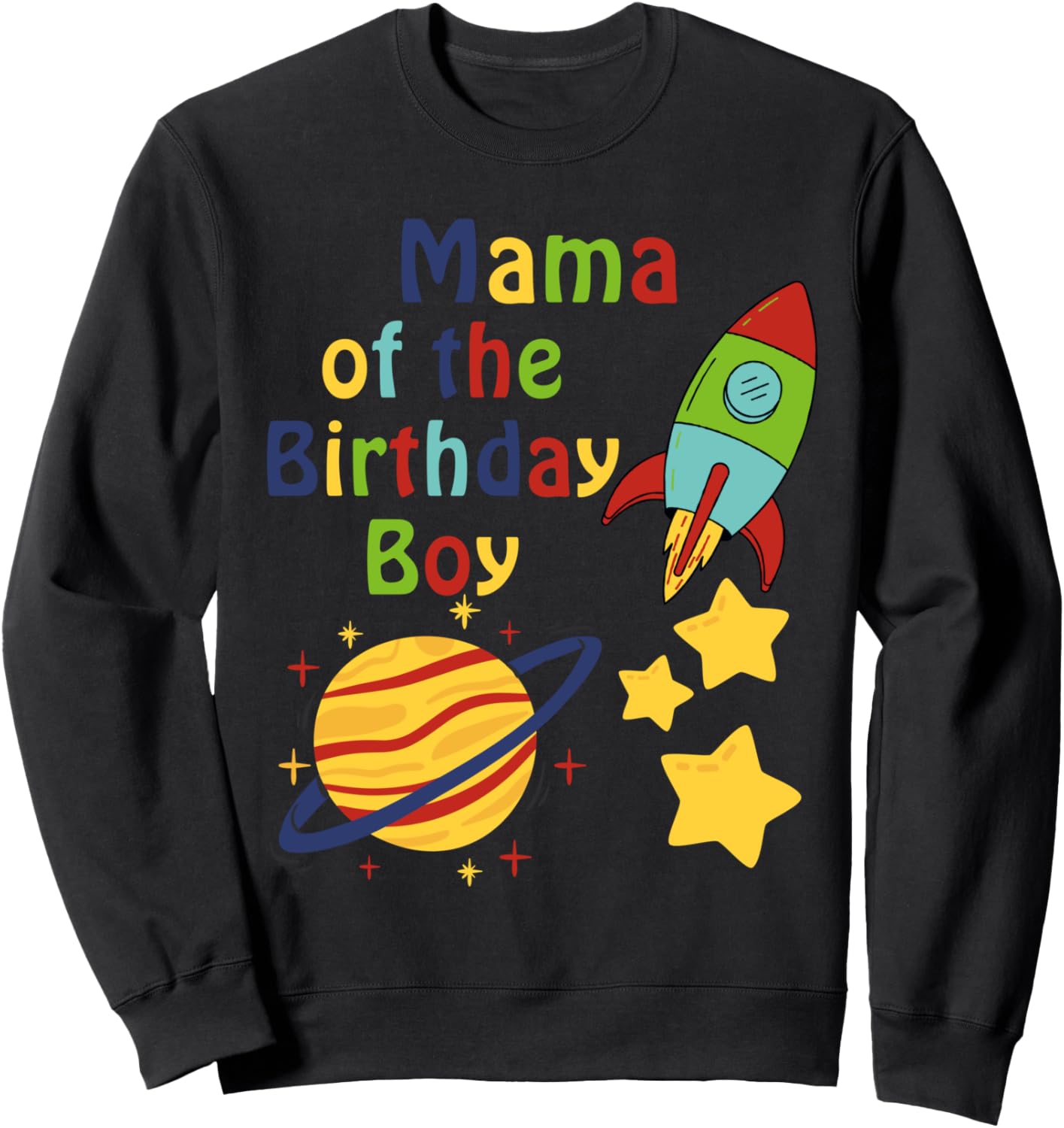 

Толстовка с надписью «Ракета, космонавт, планета, мама мальчика, 3-й день рождения, космическая вечеринка» Family Look Cosmos Themed Party Decorations Gifts, черный