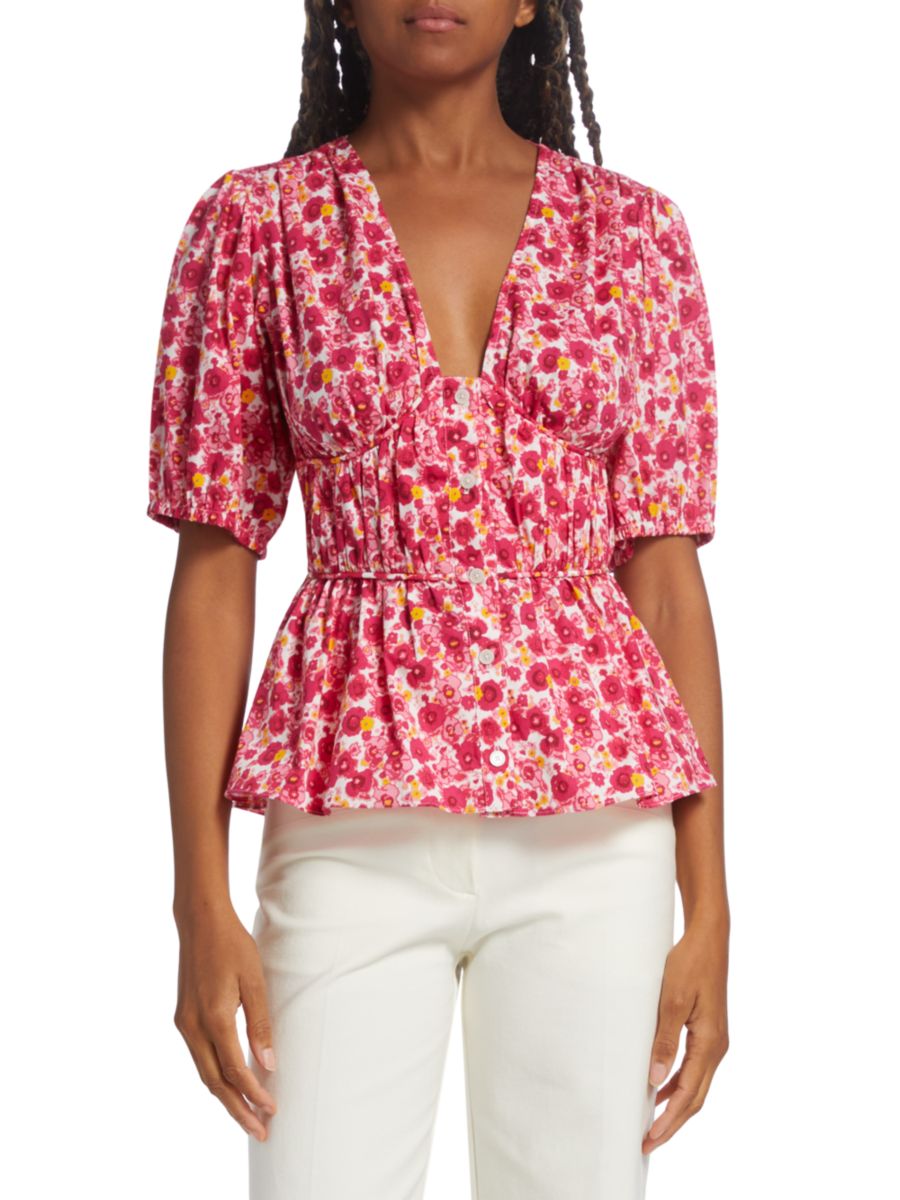 

Топ с рукавами-фонариками Maureen Derek Lam 10 Crosby, цвет Rose Pink