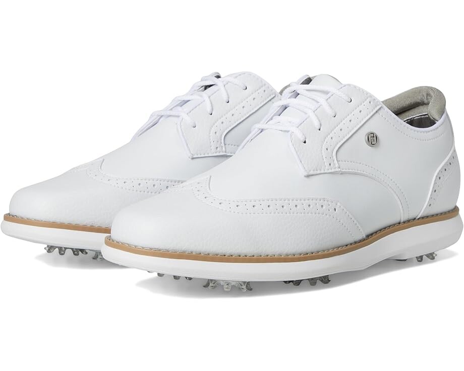 Кроссовки FootJoy Traditions Shield Tip Golf Shoes, цвет White/White/White
