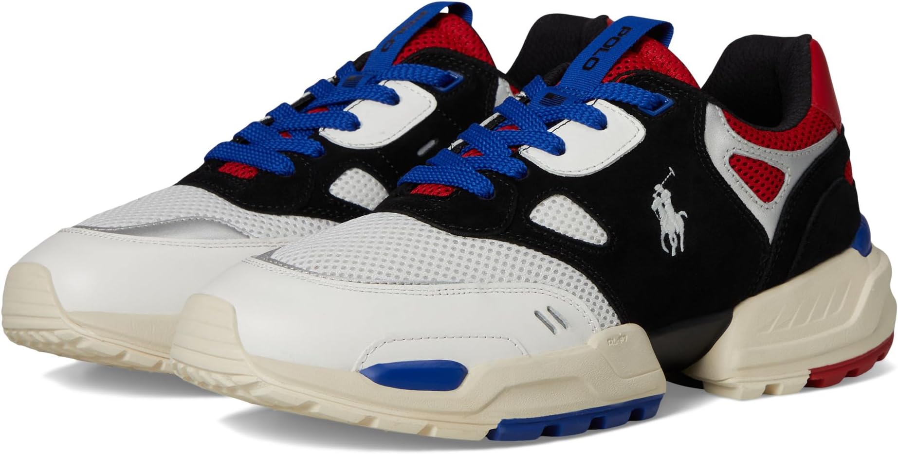 

Кроссовки Polo Ralph Lauren Suede Leather Mesh-Polo Jgr Pp-Sneakers-Low Top Lace, цвет Black/Sapphire Star/Rl2000 Red