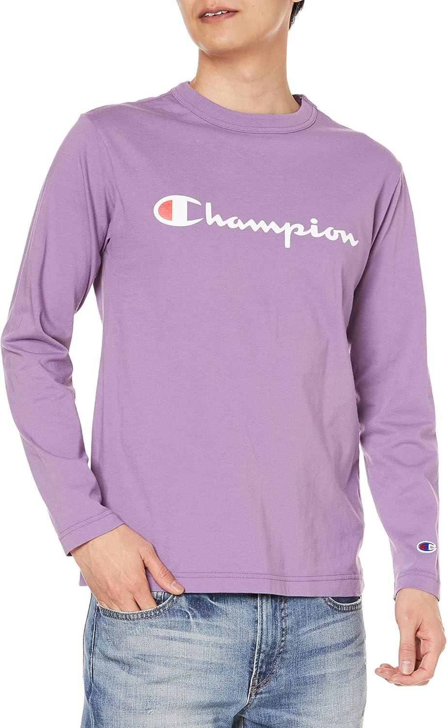 

Футболка Champion C3-Q401 с длинным рукавом, 100% хлопок, классический дизайн, принт с логотипом, фиолетовый цвет