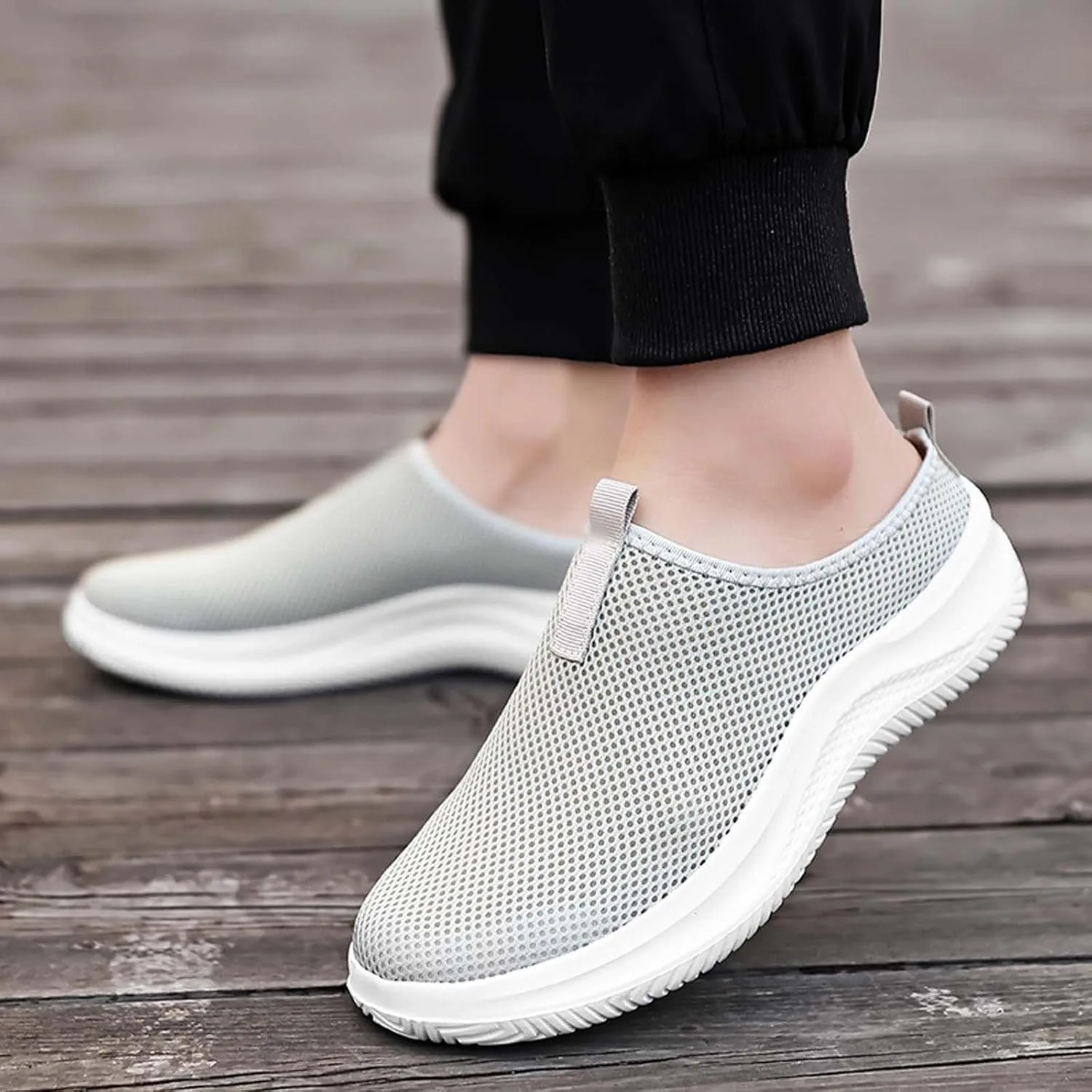 Кроссовки Herren Weiß Schuhe - Soft Freizeitschuhe Кроссовки Anti-Rutsch Leichte Leicht Arch Sohle Farbkontrast Outdoor-Lassige Laufschuhe Atmungsaktiv Trekkingschuhe Turnschuhe Flach Walkingschuhe Generisch, светло-серый — фото 2