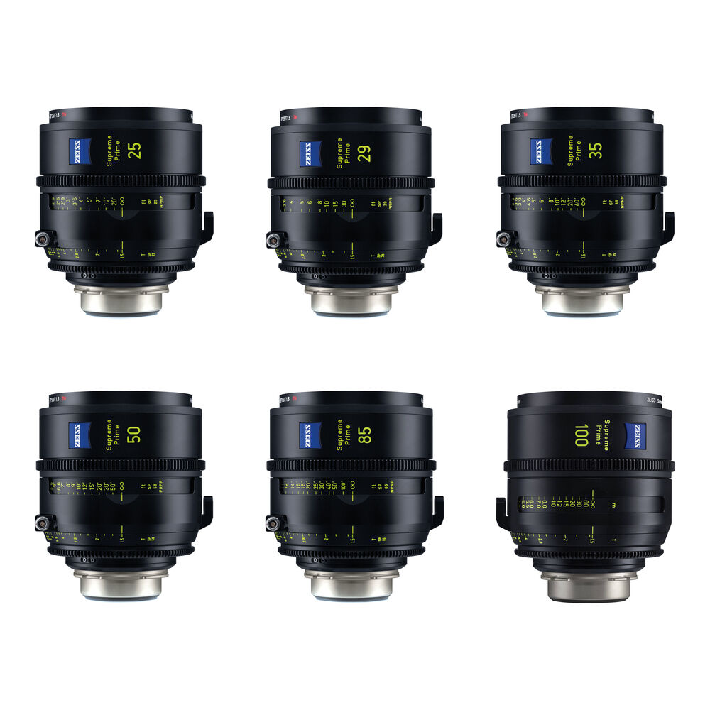 

Комплект из 6 объективов ZEISS Supreme Prime: 25, 29, 35, 50, 85, 100 мм (на ножках, крепление PL)
