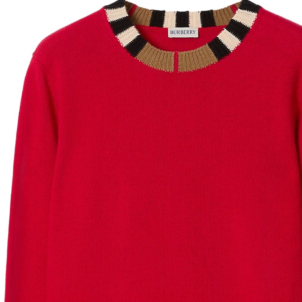 Свитер Burberry Women's Rose Red Crew Neck, стиль главной улицы, розовый красный — фото 2
