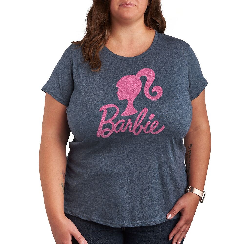 

Розовая футболка с блестящим рисунком Plus Barbie Logo, цвет Heather Blue