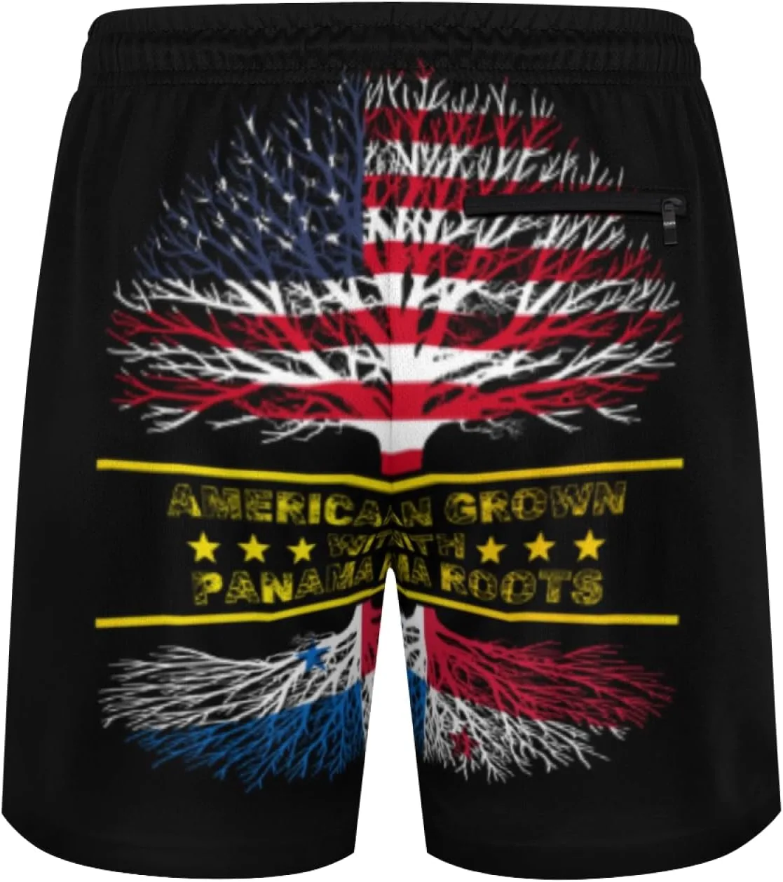 Мужские плавки American Grown and Panama Roots с сетчатой ​​подкладкой, завязками, быстросохнущие, с карманами Generic, черный — фото 3