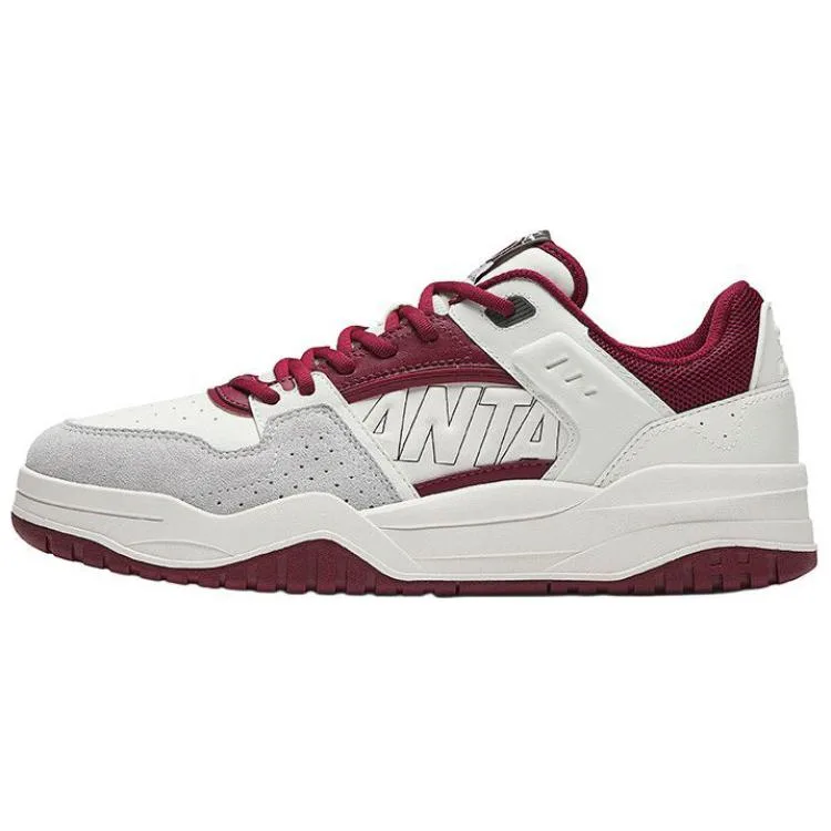 Кроссовки Grand Slam Textile, Synthetic Leather Slip Resistant Height Increasing Low top Skateboard для мужчин ANTA, Ivory White/Litchi Red/Sand Grain Gray