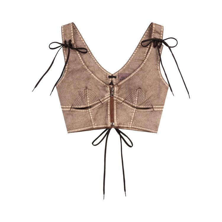 

Топ Jean Paul Gaultier x KNWLS Laced Branded Patch Sleeveless Crop Top Brown/Ecru, коричневый