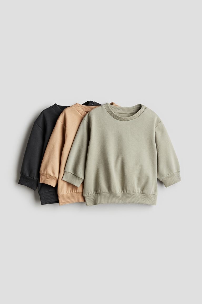 

3 хлопковых толстовки H&M, бежевый