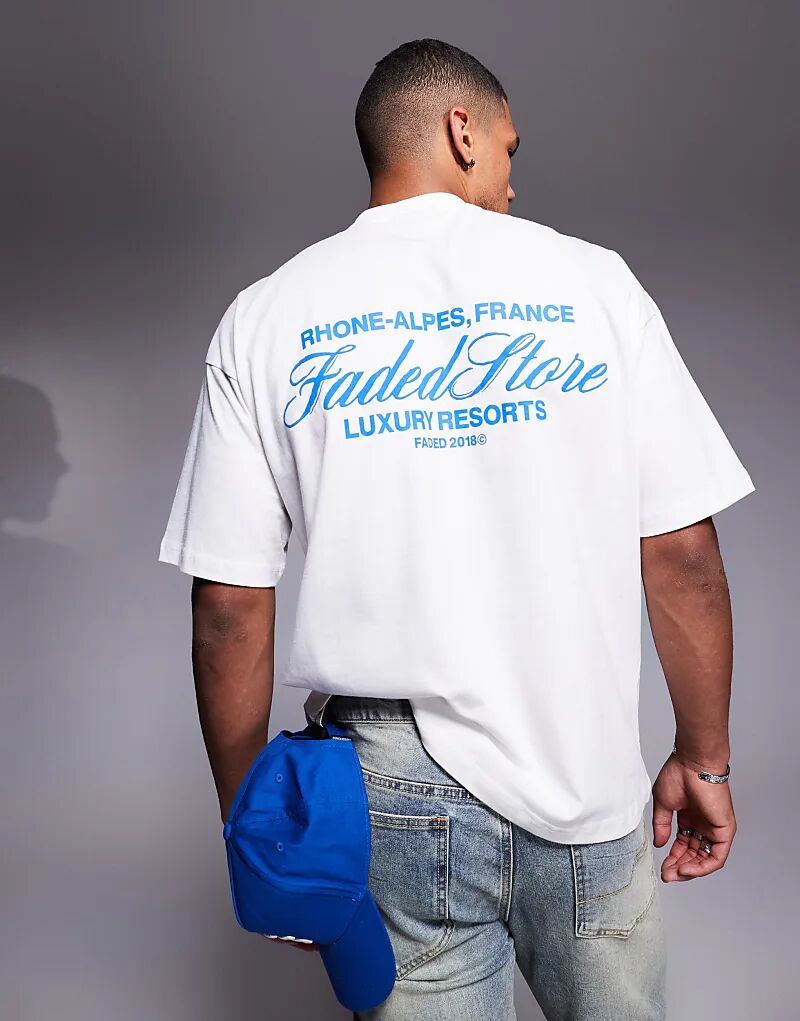 

Футболка с контрастным принтом логотипа на спине белого цвета Faded Store