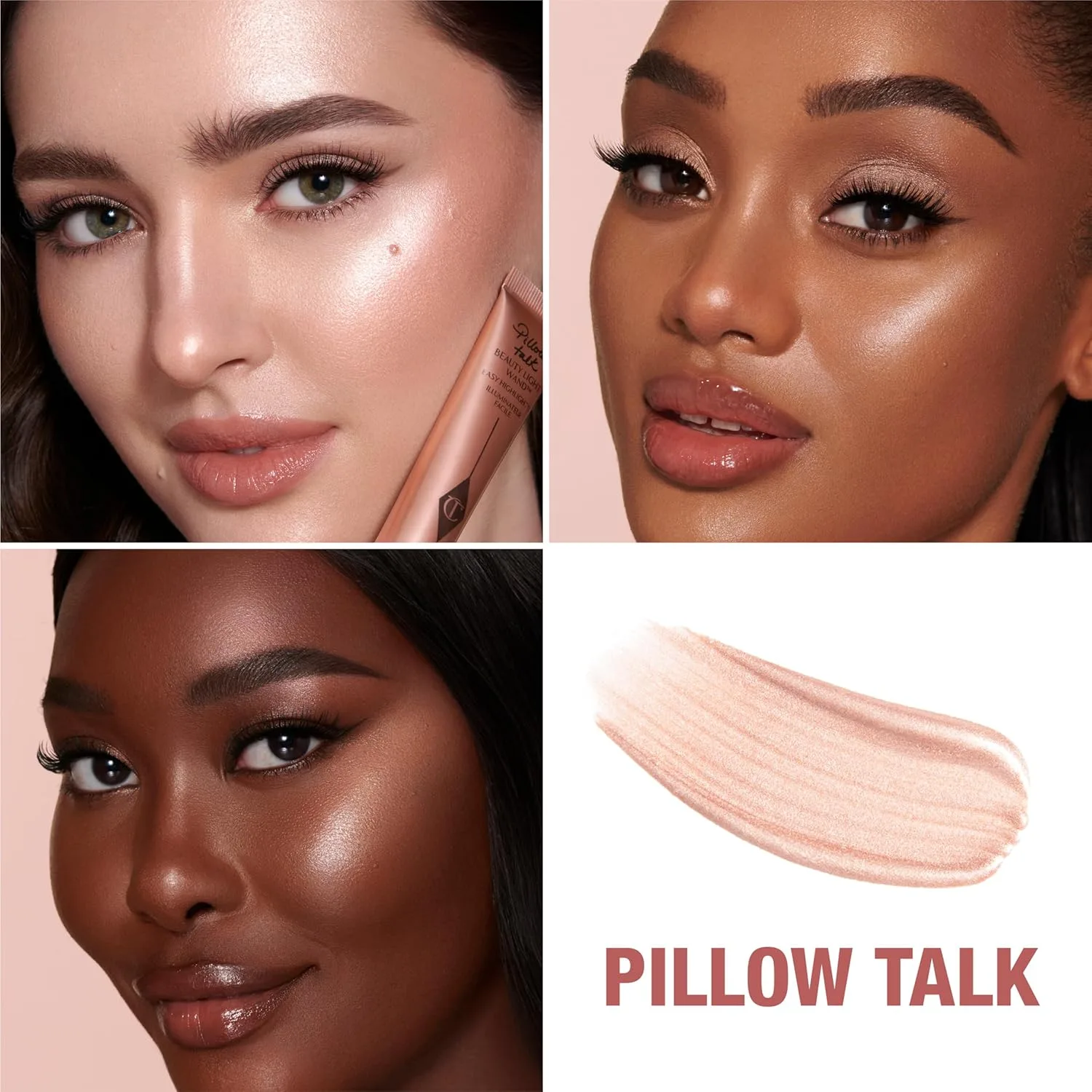 Жидкий хайлайтер Charlotte Tilbury Beauty Light Wand - средство для создания эффекта мягкого фокуса и румян для щек - перламутровый, невесомый, сияющий финиш., Pillow Talk Light/Medium - soft rose gold — фото 2