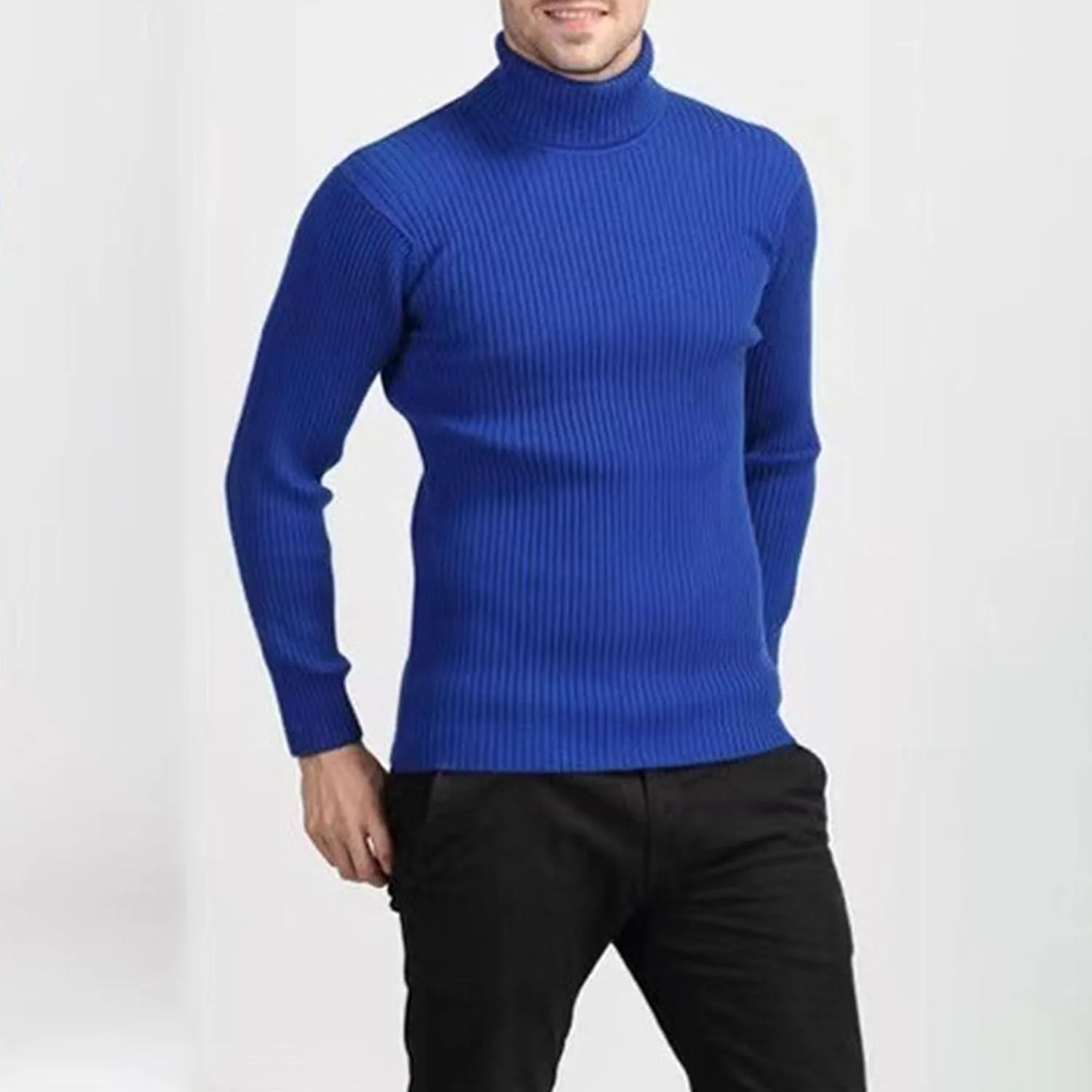 Мужской ребристый водолазка Slim Fit — фото 3