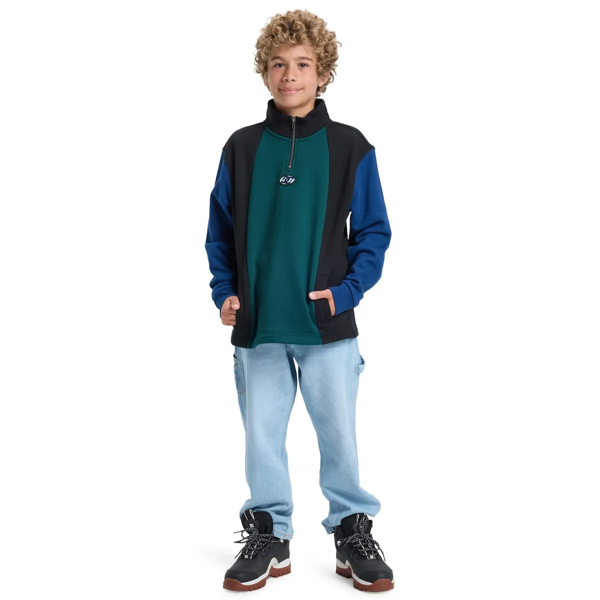 Детский флисовый свитер Maestro с застежкой 1/4 на молнии DC Shoes, зеленый — фото 4