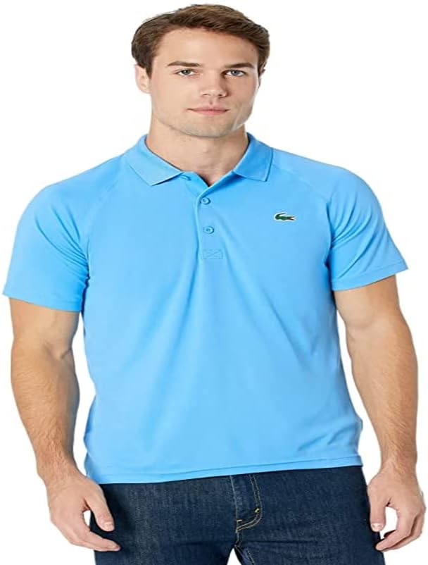 Поло Lacoste, мужское спортивное, Regular Fit, зеленый/синий — фото 4