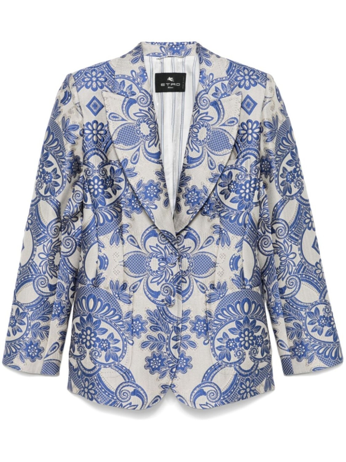 

Однобортный блейзер с кружевным мотивом ETRO, нейтральный цвет