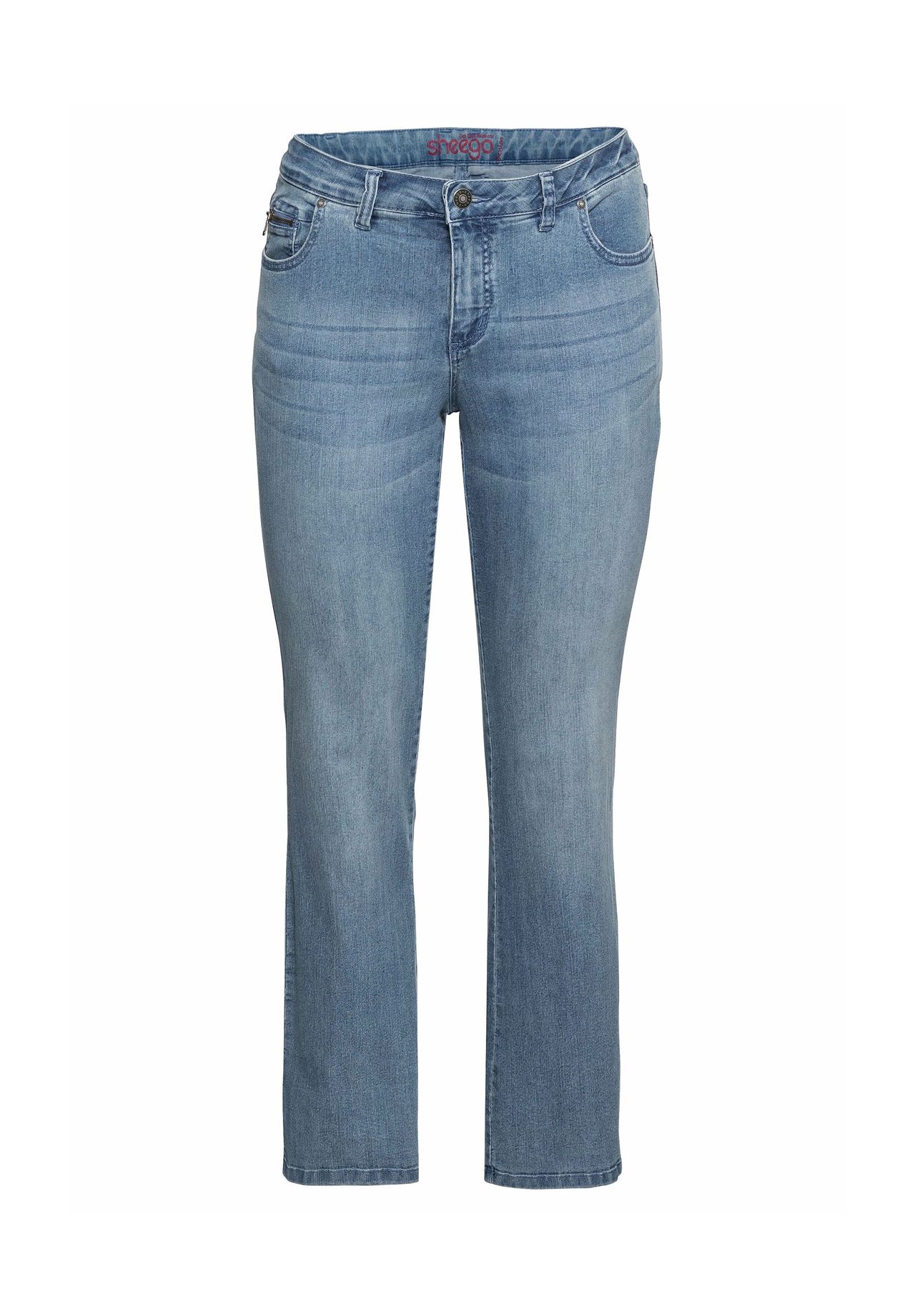 

Джинсы с 5 карманами и эффектами поношенности Sheego, цвет Light Blue Denim