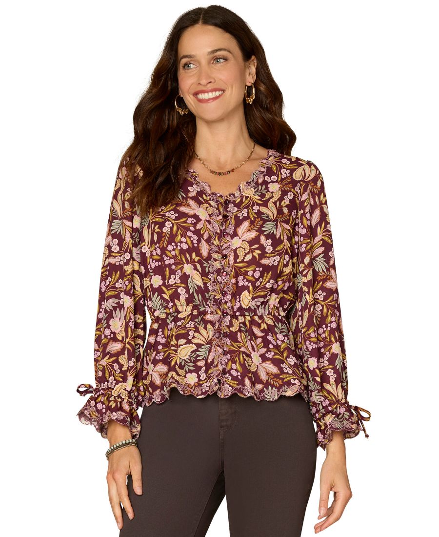 

Укороченный тканый топ с V-образным вырезом и принтом Democracy, Pickles Beet Multi