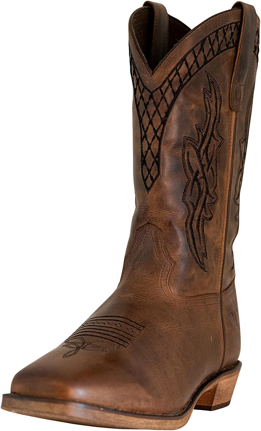 

Мужские ковбойские сапоги TuffRider Grand Canyon из кожи с вышивкой и широким квадратным носком, Undefined