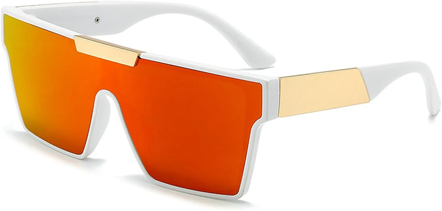 

Винтажные мужские солнцезащитные очки с плоской верхней частью, черные квадратные, с градиентной защитой UV400, для женщин, цельные, дизайнерские mincl, White Red