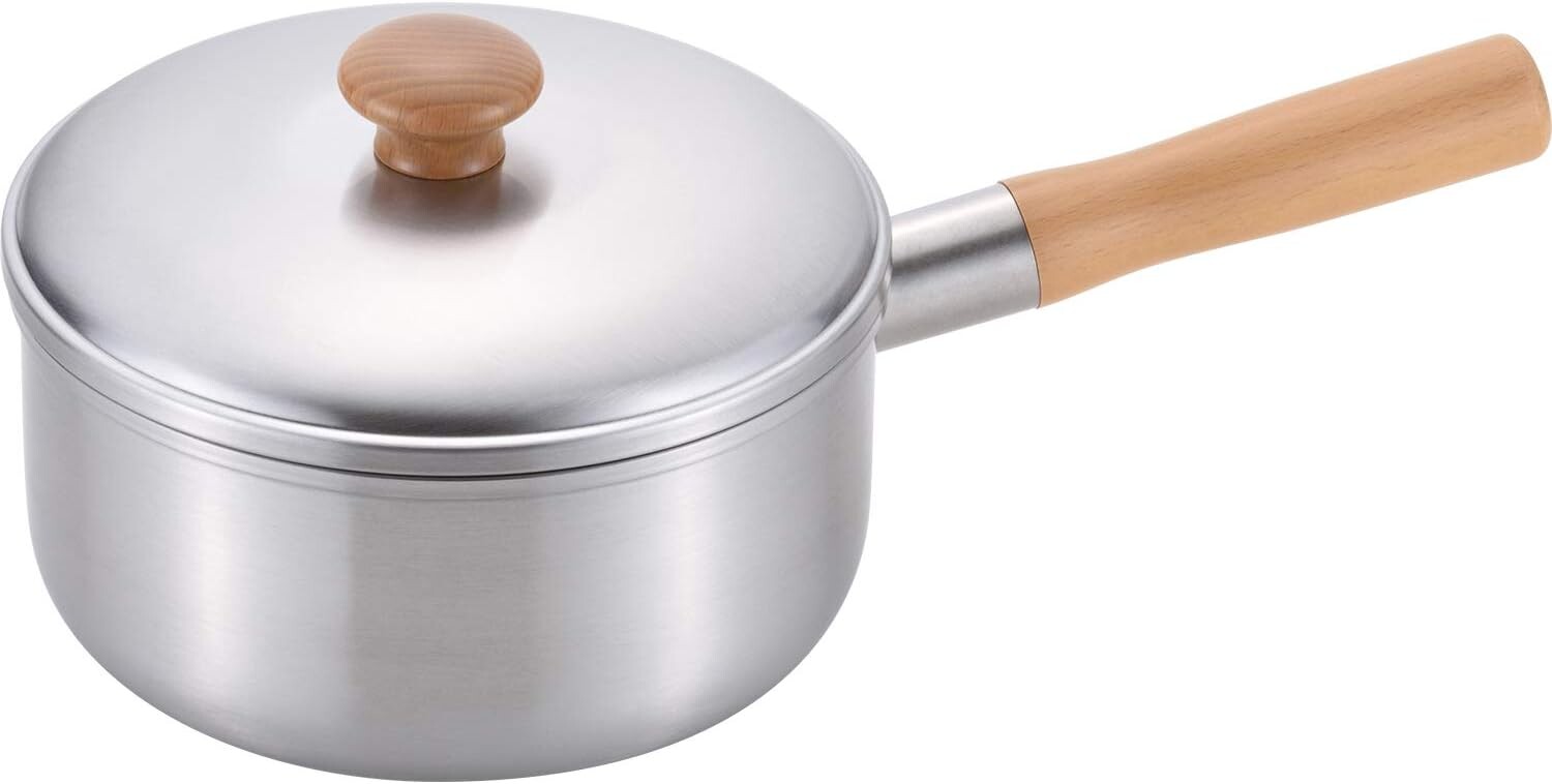 

CS-001 Кастрюля с одной ручкой, сделано в Японии, 7,1 дюйма (18 см), совместима с индукционной индукцией, нержавеющая сталь, деревянная ручка