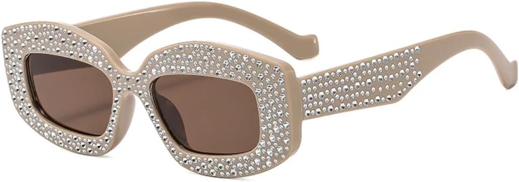 

Роскошные женские солнцезащитные очки с мелкими стразами, модные очки «кошачий глаз», мужские уличные дорожные очки с защитой от УФ-излучения UV400 TVTBBVV, Coffee Tea