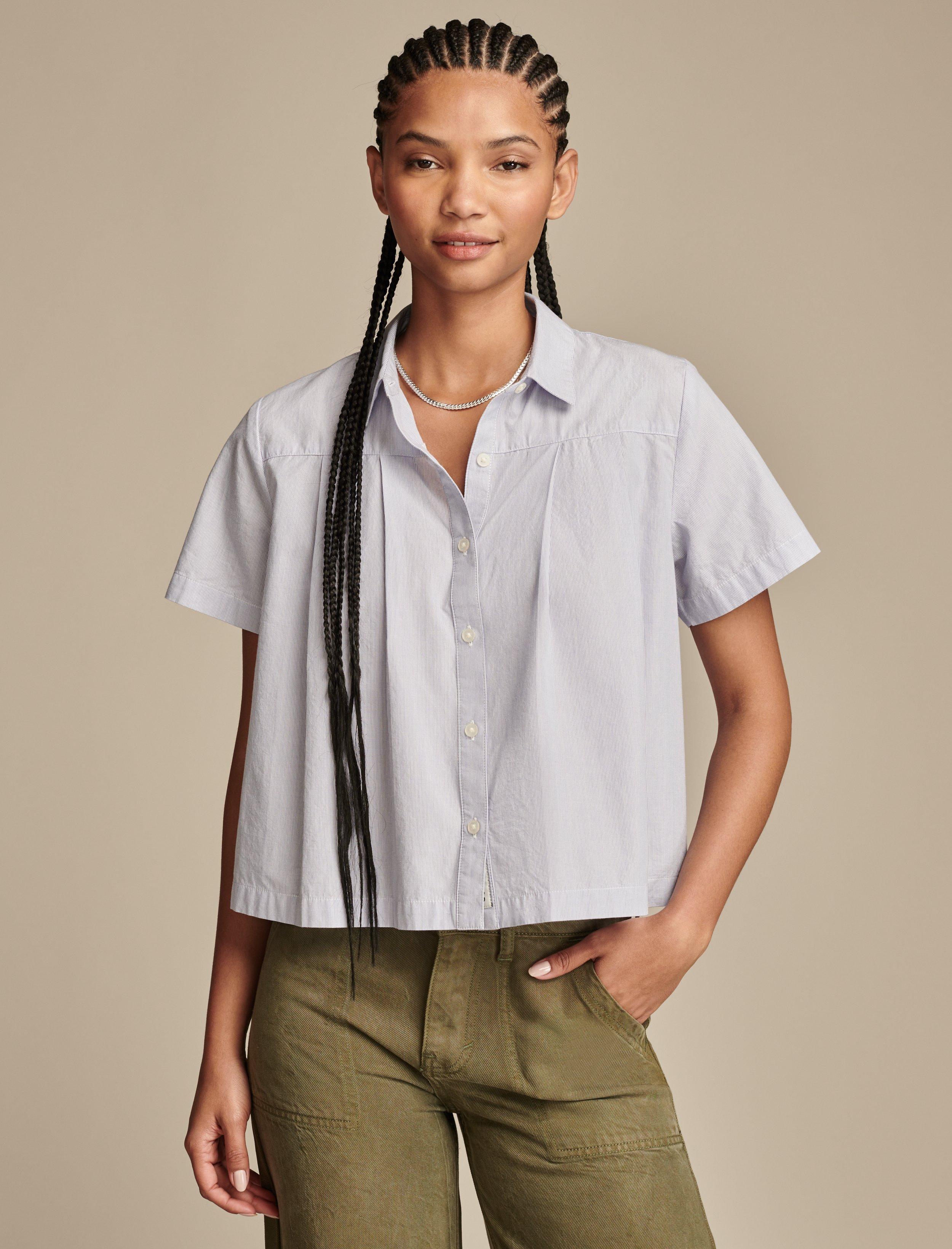 

Женская плиссированная рубашка на пуговицах Lucky Brand, цвет medium light blue