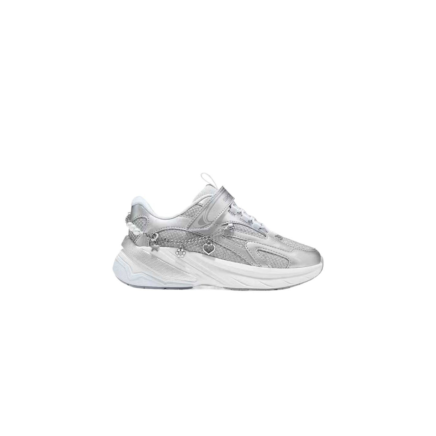 Детские дышащие низкие кроссовки для девочек Kids' Skechers, серебряный/multicolor/smlt — фото 3