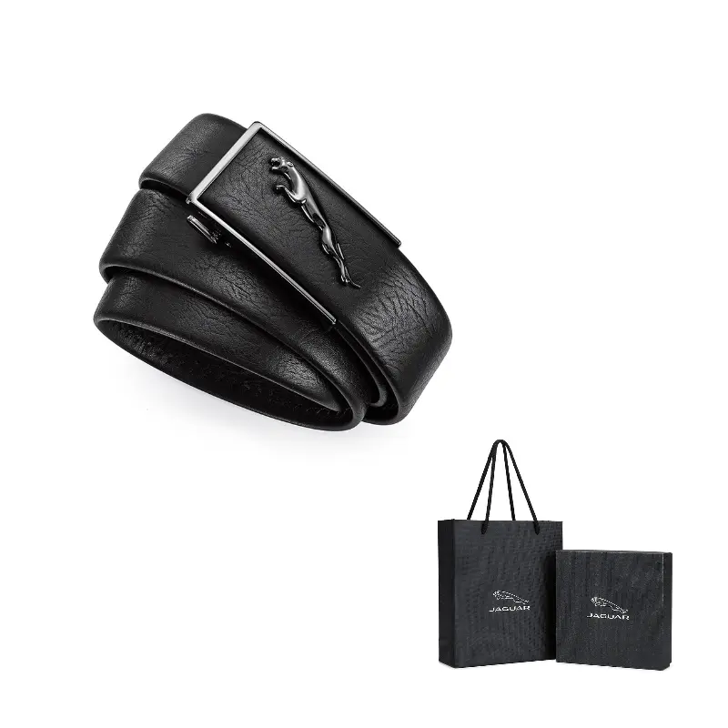 

JAGUAR Мужской ремень из натуральной кожи черный шириной 3.5 см, Black