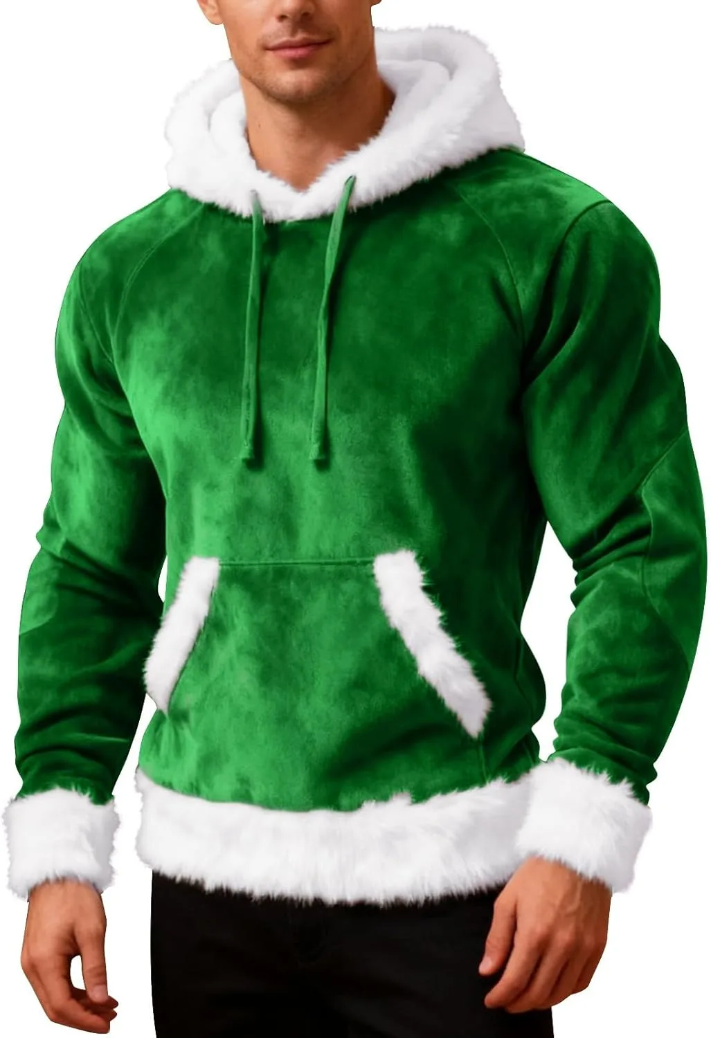 

Мужская рождественская толстовка с капюшоном из флиса, цветной блок