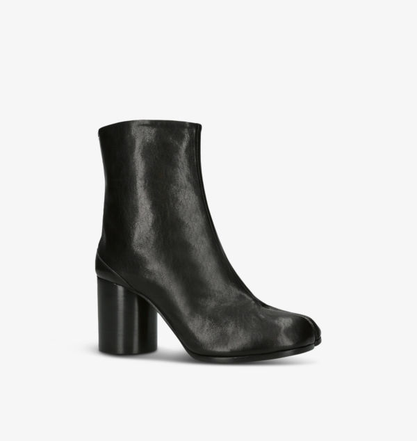 Ботильоны Tabi 80 из кожи с раздвоенным носком и блочным каблуком Maison Margiela, черный — фото 3