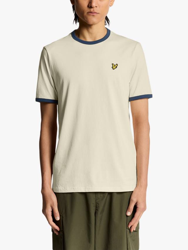 

Футболка Ringer из хлопка Lyle & Scott, Drop Cloth/Sargasso