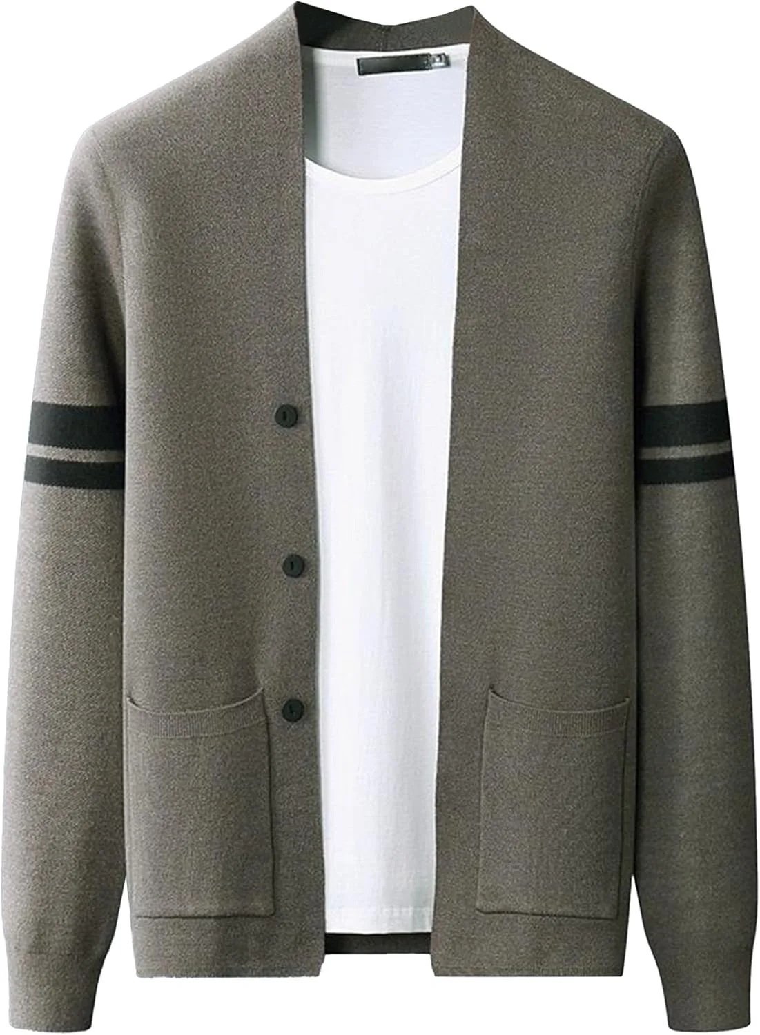 

Мужской кардиган из шерстяной смеси V-образным вырезом в тонкую полоску