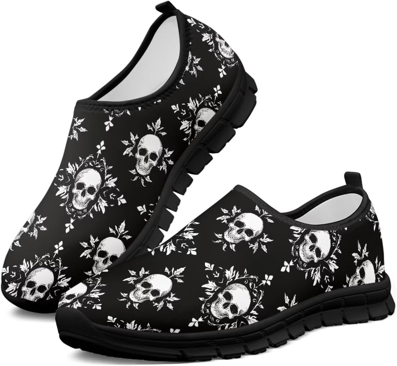 

Женские слипоны Бесподкладочные кроссовки для повседневной носки Дышащие кеды для бега, походов, прогулок и путешествий Chririnla, Retro Skull Prints